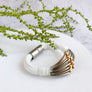 Maya - Edgy, white, silver and gold cuff bracelet