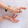 Black mesh and gold links cuff bracelet for women