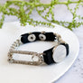 Vivian - Modern leather, metal and crystal bracelet