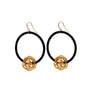 Aria Black hoop earrings with sterling silver wire ball.