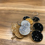 Mia - 24K gold and champagne Swarovski crystal pave disc earrings