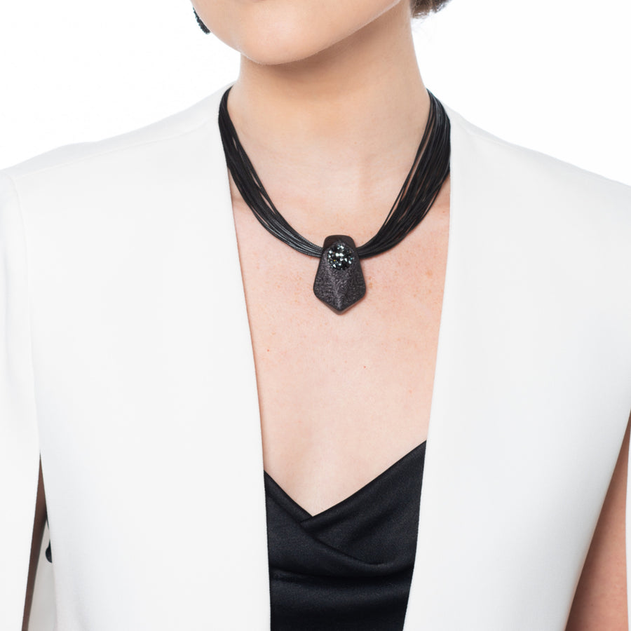 Mary - Black crystal-set pave collar necklace