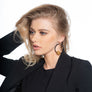 Aria Black hoop earrings with 24K gold wire ball