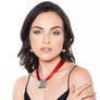 Jessica - Red cord & sterling silver pendant necklace