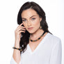 Sonya - Dainty 24K gold & black circle earrings