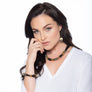 Sonya - Dainty 24K gold & black circle earrings