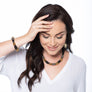 Sonya - Dainty 24K gold & black circle earrings