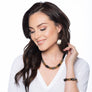 Sonya - Dainty 24K gold & black circle earrings
