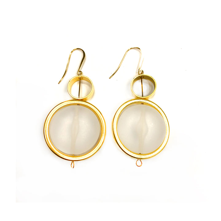 Serena - Stunning 24K gold and clear large circular dangle earrings