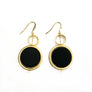 Kelly - Stunning 24K gold and black large circular dangle earrings
