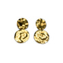 Tracy - Modern 24K gold small highly textured double circle dangle earrings
