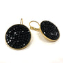 Grace 24K gold and black Swarovski crystal pave earrings
