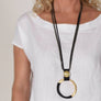 Jennifer - Leather wrapped 24K gold pendant necklace