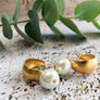 Faith Retro gold & pearl dangle earrings