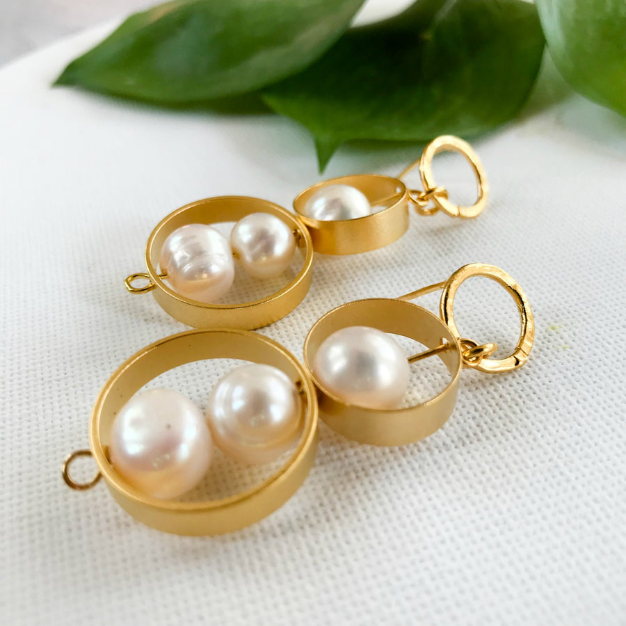 Ellie Pearl and gold statement earrings