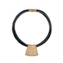 Jessica - Grey cord & 24K gold pendant necklace