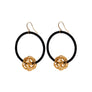 Aria Black hoop earrings with 24K gold wire ball
