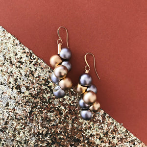 Isabella - Festive gold & silver cluster earrings