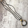 Jennifer - Leather wrapped 24K gold pendant necklace