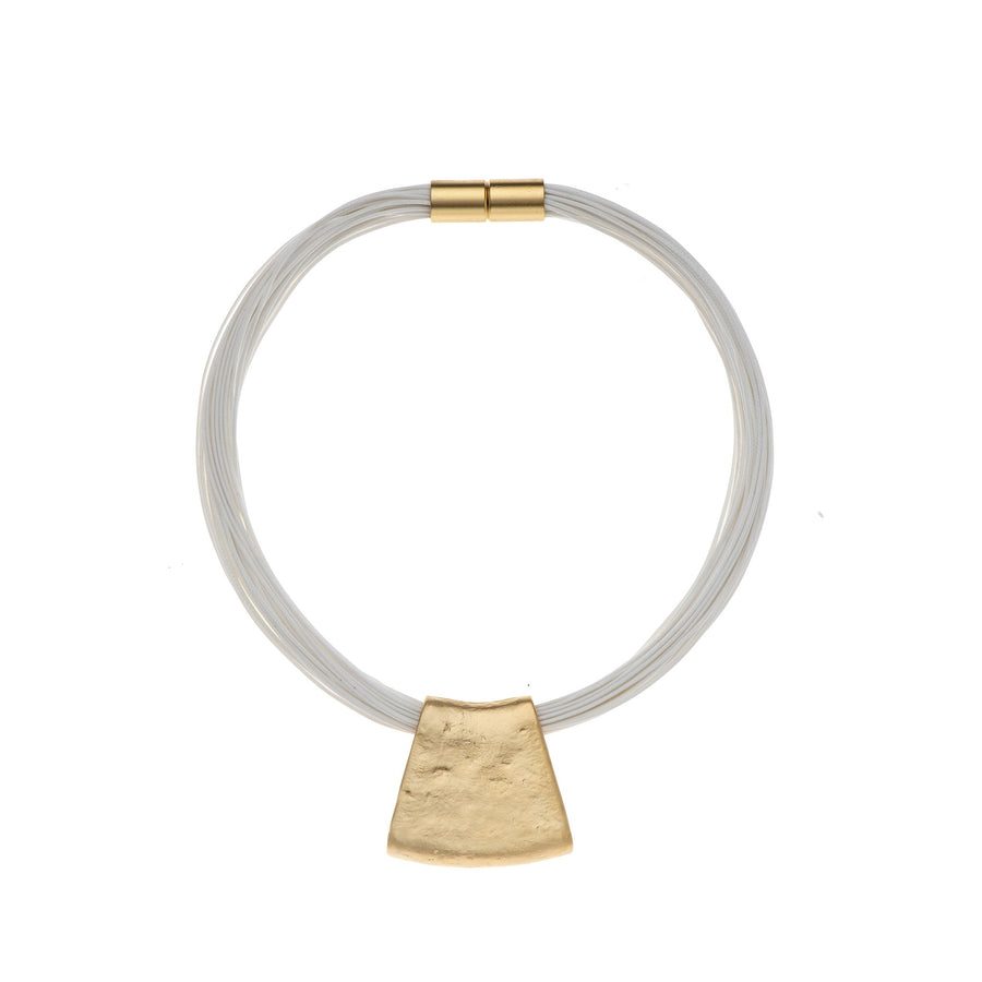 Jessica - Ochre cord & sterling silver pendant necklace