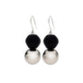 Madison - Matte black & 24K gold double bead earrings