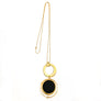 Lorin - High-Style sterling silver long geometric pendant necklace with black flattened bead