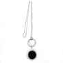 Lorin - High-Style 24K gold long geometric pendant necklace with black flattened bead