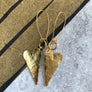 Riley - Delicate 24K gold heart hammered dangle earrings