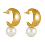 Faith Retro gold & pearl dangle earrings
