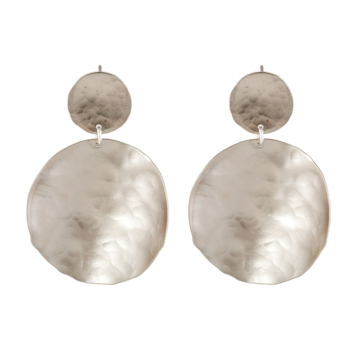 Olivia - Silver hammered metal discs earrings