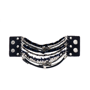 Maria - Blue & sterling silver multi-layer bead bracelet