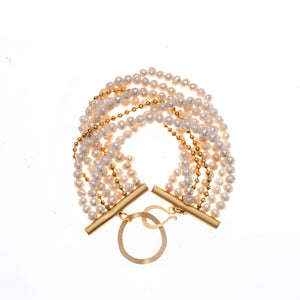 Natalia - Retro multilayer pearls & gold bracelet