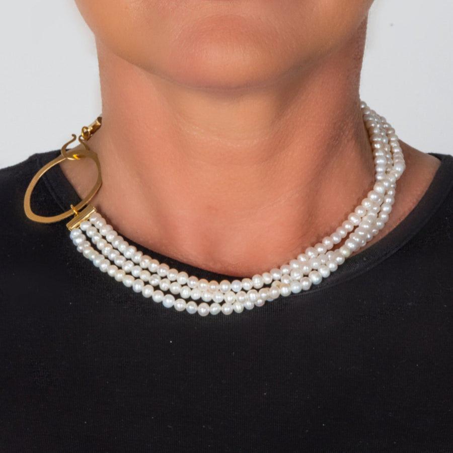 Carol triple strand pearl necklace