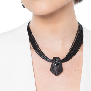 Mary - Black crystal-set pave collar necklace