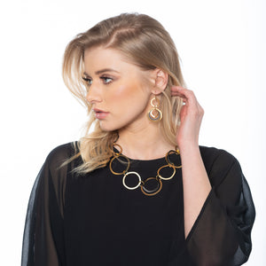 Camila 24K gold and black hoop necklace