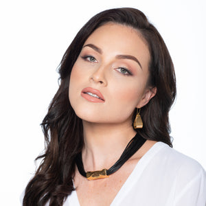 Shirley - Black cord & 24K gold detail necklace