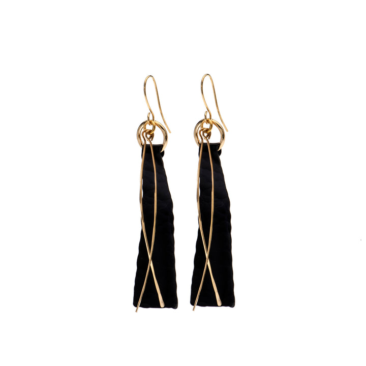 Addison Long Black & Gold Earrings
