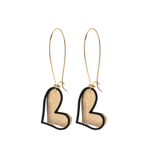Avery gold & black heart earrings