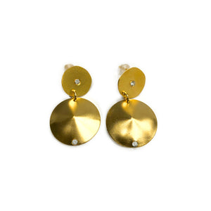 Amy 24K gold and Swarovski crystal circular dangle earrings