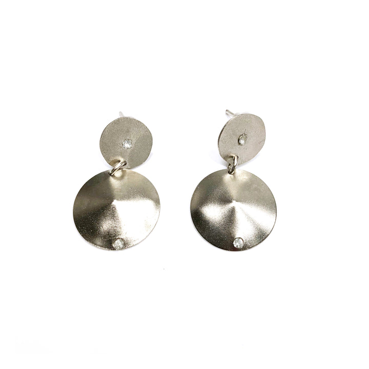 Amy sterling silver and Swarovski crystal circular dangle earrings