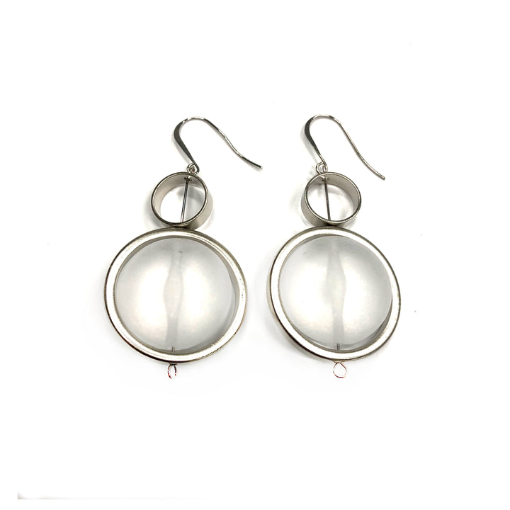 Serena - Stunning sterling silver and clear large circular dangle earrings