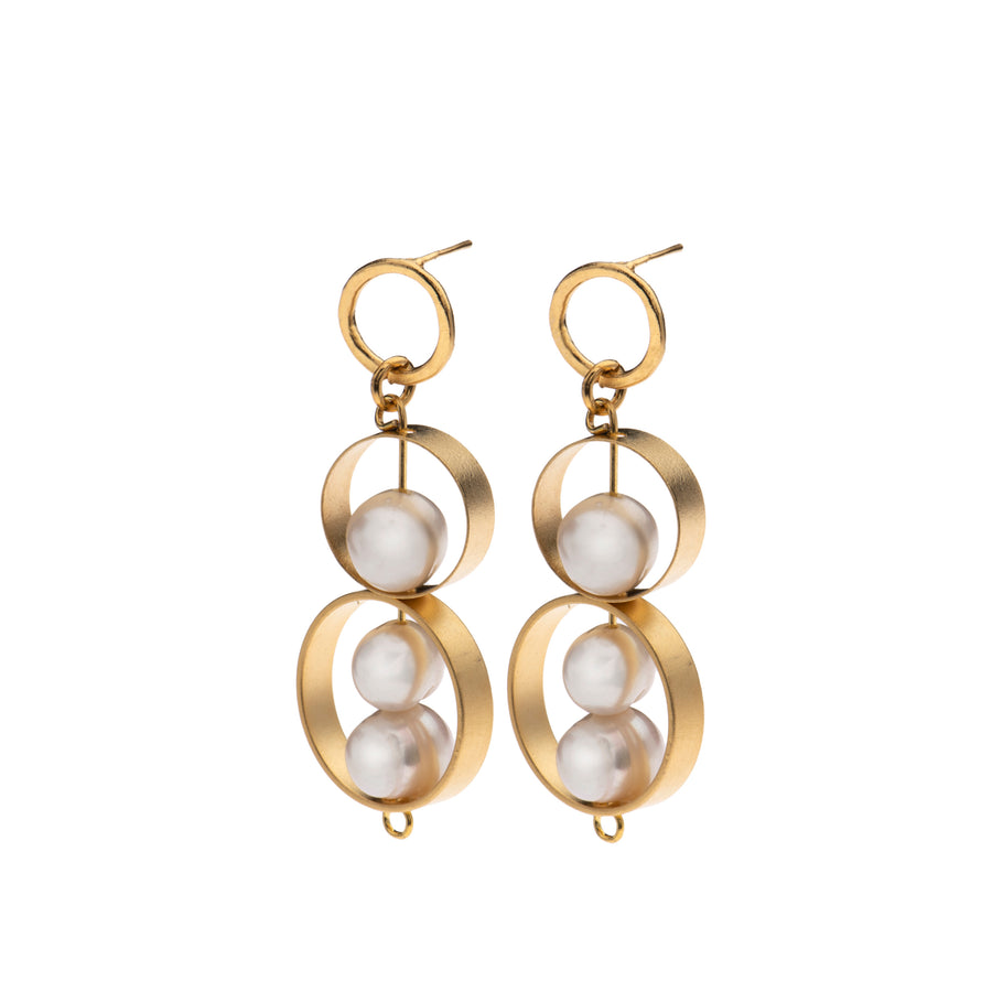 Ellie Pearl and gold statement earrings