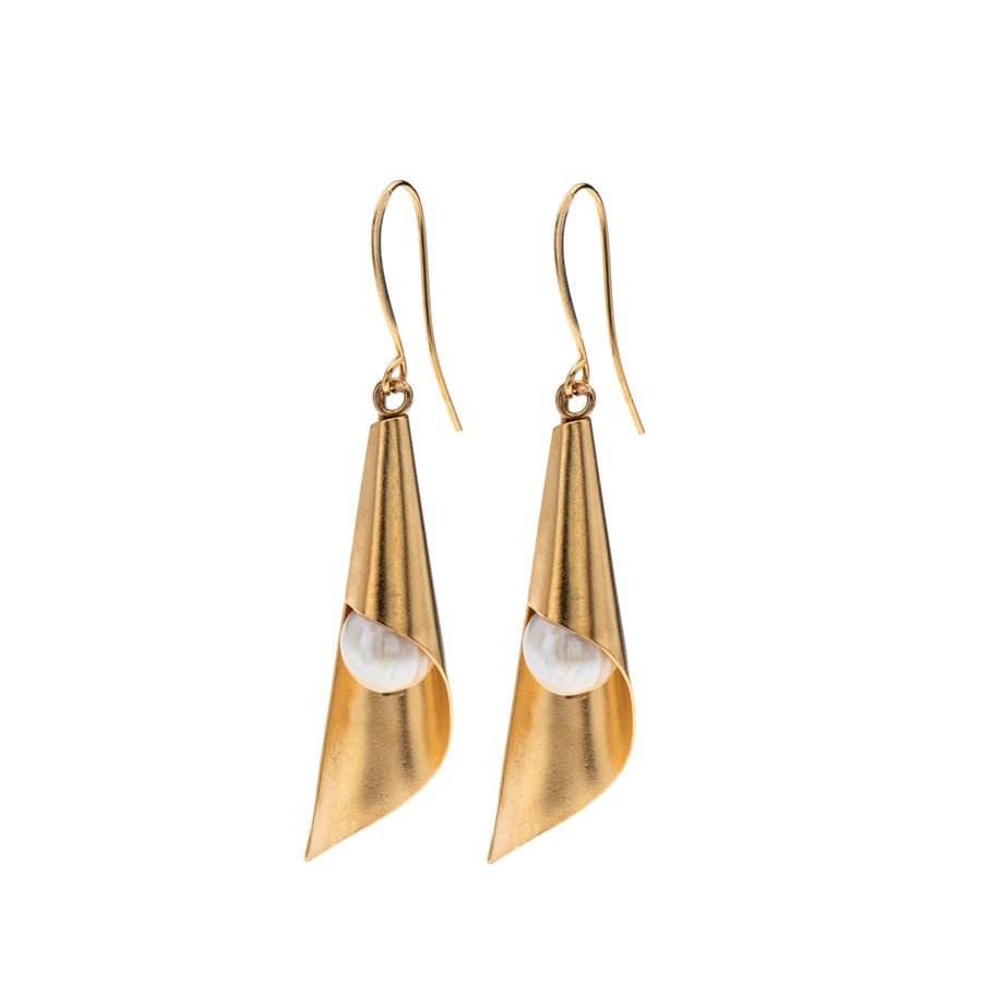 Hannah - Retro gold cone earrings