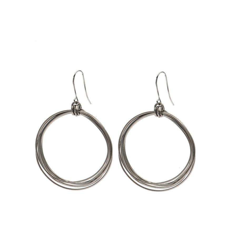 Natalie - Modern sterling silver wire hoop earrings
