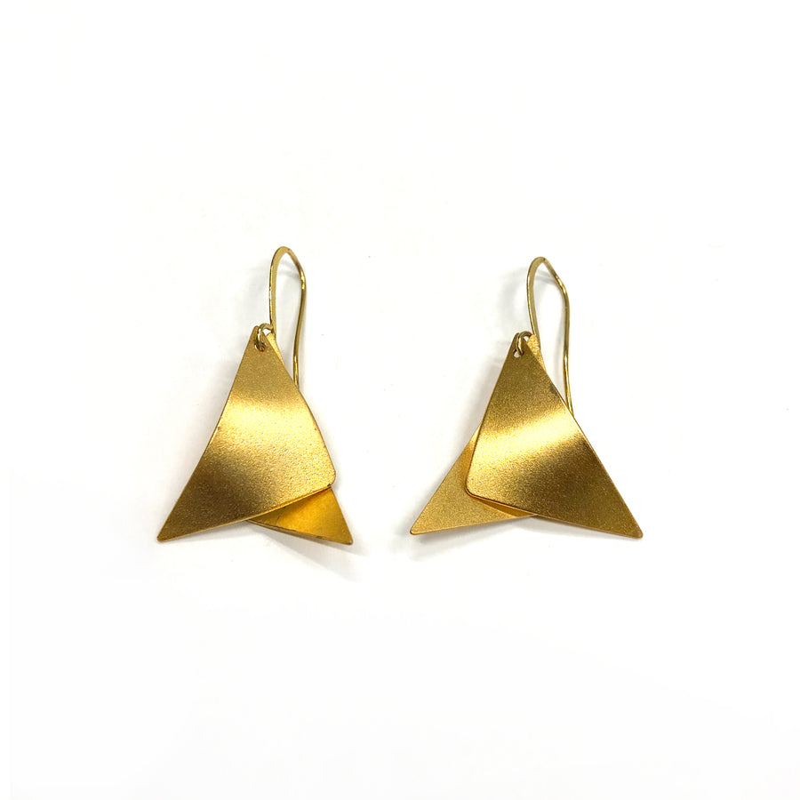 Martha - Dainty sterling silver small triangular dangle earrings