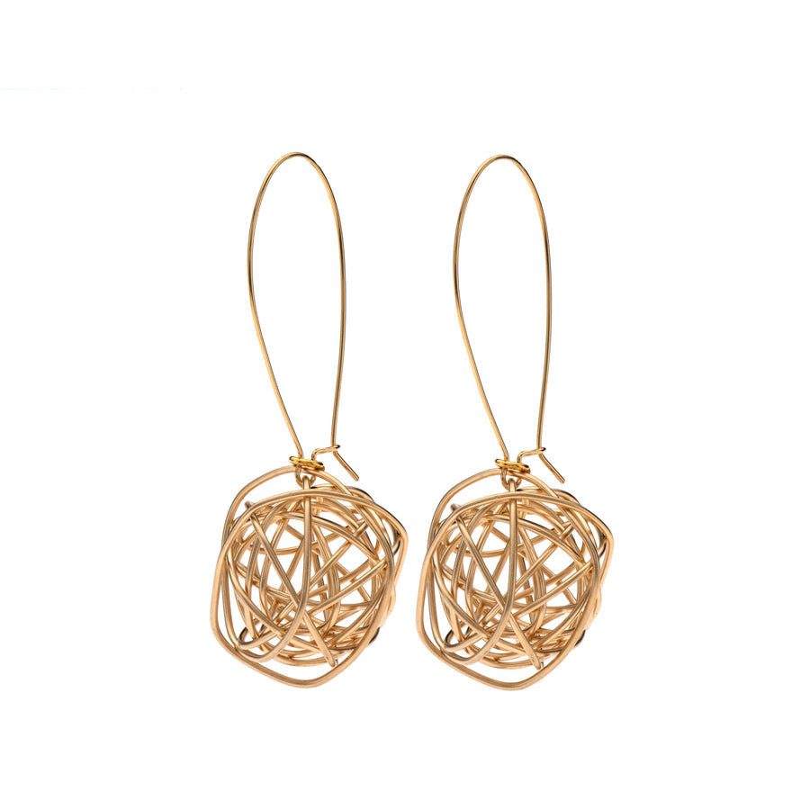 Ariana 24K Gold wire ball dangle earrings.