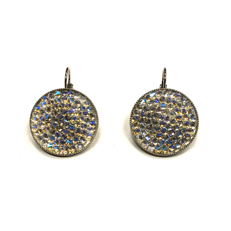 Grace 24K gold champagne Swarovski crystal pave earrings