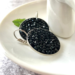 Grace - Sterling silver and black Swarovski crystal pave earrings