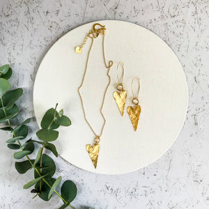 Alma gold hearts necklace and earrings