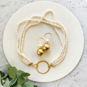 Gabriella Classic white & gold ball earrings